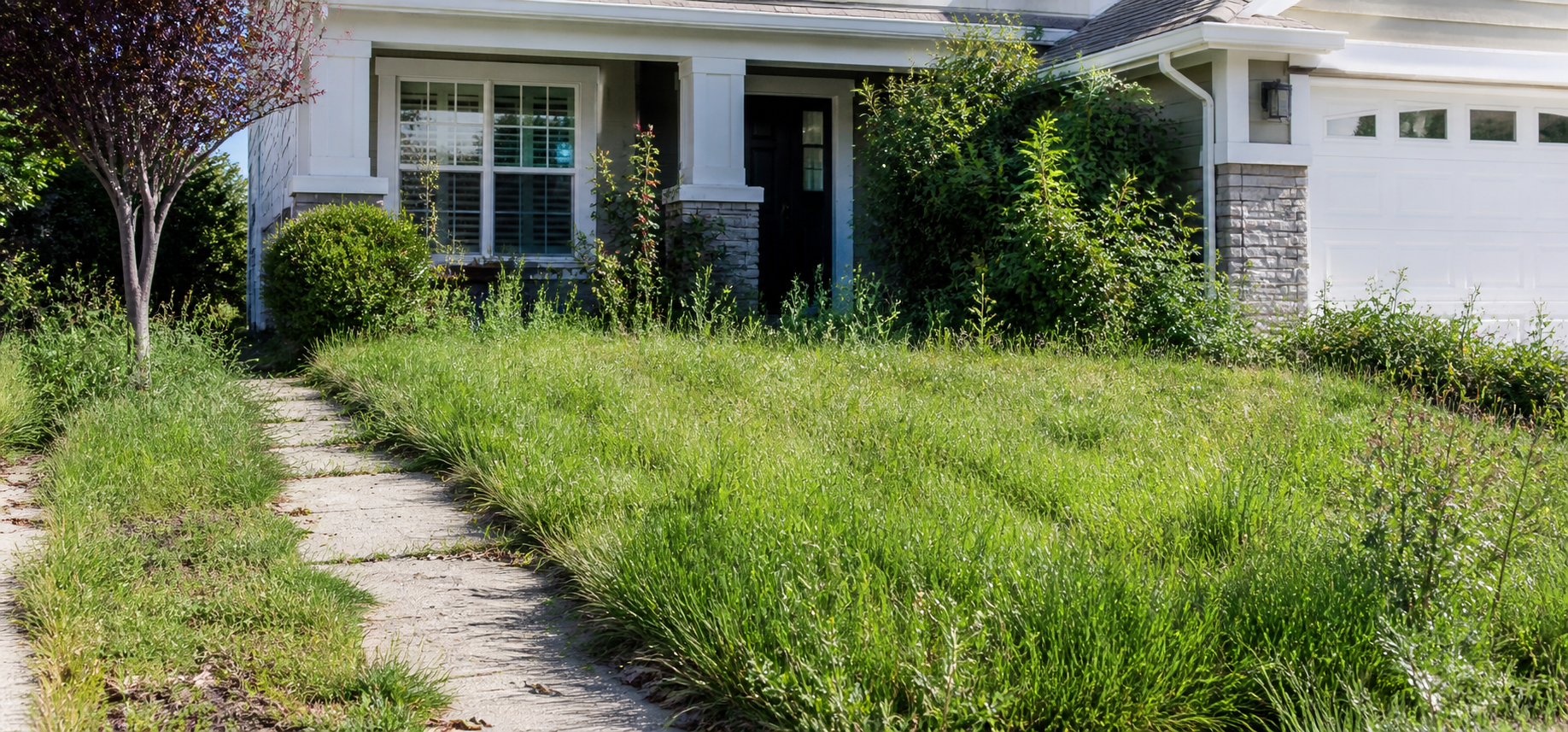 Before — overgrown lawn
